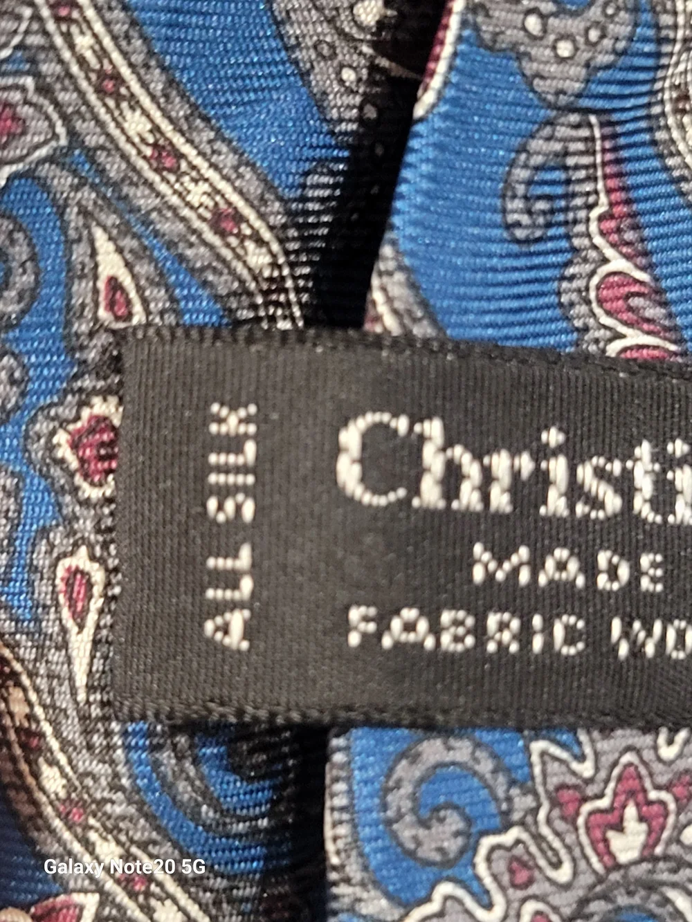 Christian Dior Silk Blue Gray Green Burgundy Paisley Tie EUC